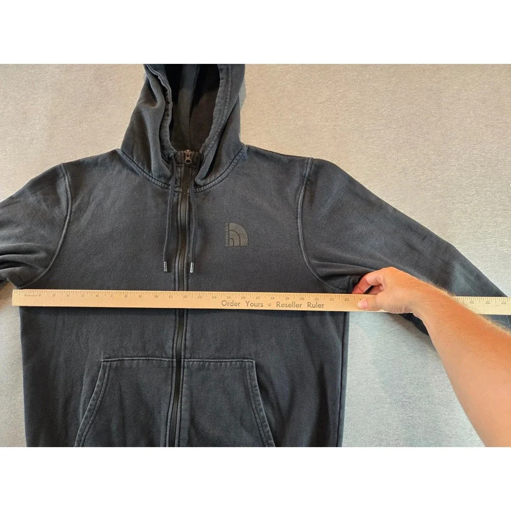 The North Face Hoodie Mens Medium Black Tonal Logo Fleece Full Zip Sweatshirt
